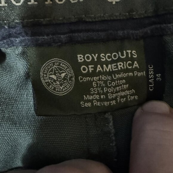 Boy Scouts of America BSA Pants Mens 34 Green Convertible Uniform Cargo Zip Off - Picture 3 of 8